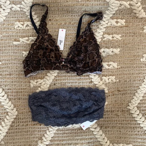 NWT 2 Medium Cosabella Bralette Lace animal print Nude flirty bandeau strapless - Picture 1 of 10